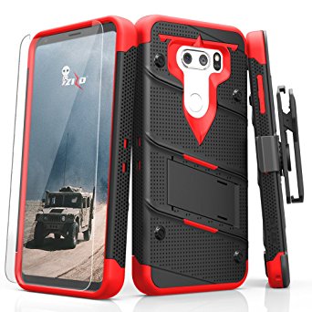 LG V30 Case, Zizo [Bolt Series] FREE [LG V30 Clear Glass Screen Protector] Kickstand [12 ft. Military Grade Drop Tested] Holster - LG V30