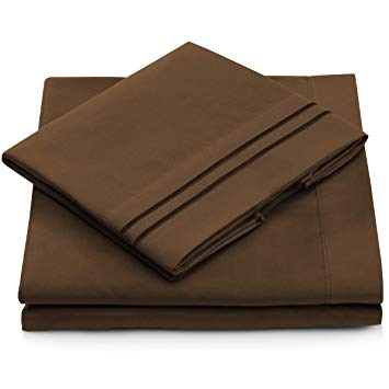 Split King Bed Sheets - Chocolate Luxury Sheet Set - Deep Pocket - Super Soft Hotel Bedding - Cool & Wrinkle Free - 2 Fitted, 1 Flat, 2 Pillow Cases - Dark Brown SplitKing Sheets - 5 Piece