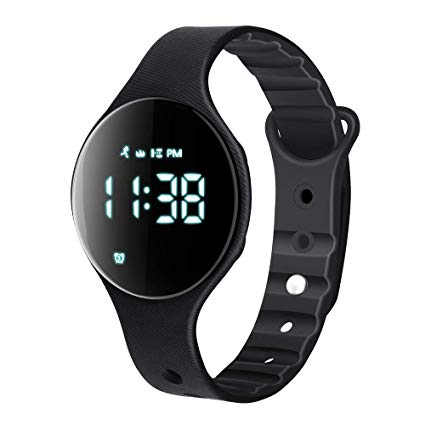 iGANK Fitness Tracker Watch, T6A Non-Bluetooth Smart Bracelet Walking Pedometer Watch Step Counter/Calorie Burned/Distance/Alarm/Stopwatch for Kids Men Women (Black)