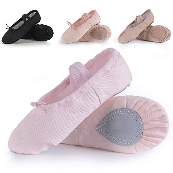 Ballet Shoes for Girls/Toddlers/Kids,Black Canvas Ballet Shoes/Leather Ballet Slippers/Dance Shoes