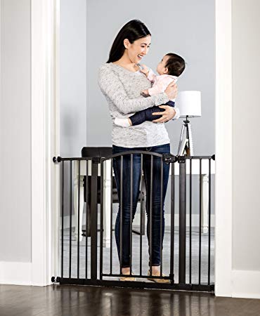 Regalo Easy Step Arched Décor Walk Thru Baby Gate, Includes 6-Inch Extension Kit, 4 Pack Pressure Mount Kit and 4 Pack Wall Mount Kit, Bronze