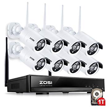 [Better Than 720P] ZOSI 960P AUTO-Pair WIRELSS System 8Channel 960P/1080P HD Wireless NVR kit with 8X 960p HD 1.3MP Outdoor Waterproof Wireless IP Security Cameras 1TB HDD