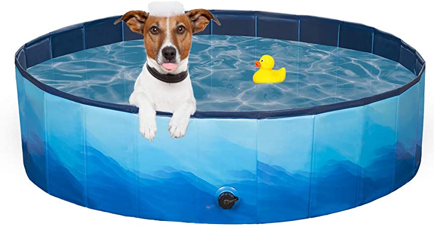 Foldable Dog Pool for Large Dogs Hard Plastic Kiddie Pool, Portable Pet Bath Tub Outdoor Swimming Pool for Dogs Cats and Kids