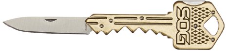 SOG Specialty Knives and Tools KEY102-CP Key Knife with Straight Edge Folding 15-Inch Stainless Steel Drop Point Blade Brass