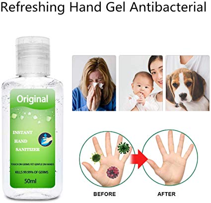 Refreshing Hand Gel Antibacterial | Portable Gel Hand Sanitizer | Disposable Hand Sanitizer Gel | Anti Bacterial Hand Wash | Rinse Free No Clean Travel Gel Hand Washing | Pocket Size for Adults&Kids