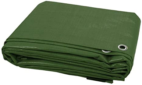 3 x 4 m Green Tarpaulin Waterproof Furniture Caravan Cover Sheet Multipurpose