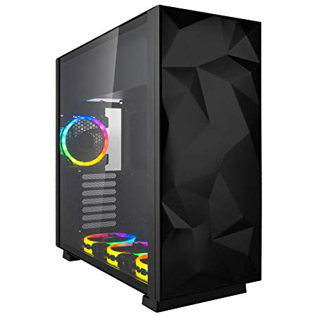 Rosewill ATX Mid Tower Gaming Computer Case with Tempered Glass and RGB Fans, Up to 240mm AIO and 440mm VGA Support, Sync with ASUS, MSI, Gigabyte MOBO, Top Mount PSU & HDD/SSD - Prism S-Black