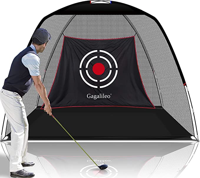 Galileo Driving Range Golf Net Golf Hitting Nets Training Aids Practice Nets 10' (L) X7' (H) X6' (W) for Backyard Chipping Net with Target Carry Bag （Black）