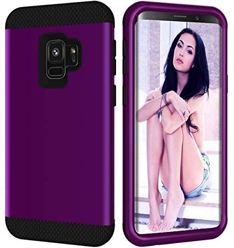 Samsung Galaxy S9 Case, Hocase Heavy Duty Protection Dual-Layer Shock Absorbing Silicone Rubber Plastic Hard Back Armor Phone Case Cover for 5.8" Galaxy S9 (2018) - Royal Purple