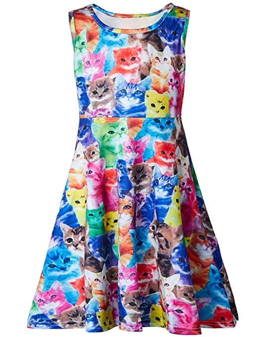 Leapparel Girls Dress Floral Sleeveless Round Neck for Casual/Party/Wedding