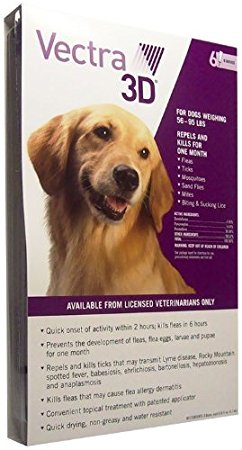 Vectra 3D PURPLE for Dogs 56-95 lbs - 6 Doses