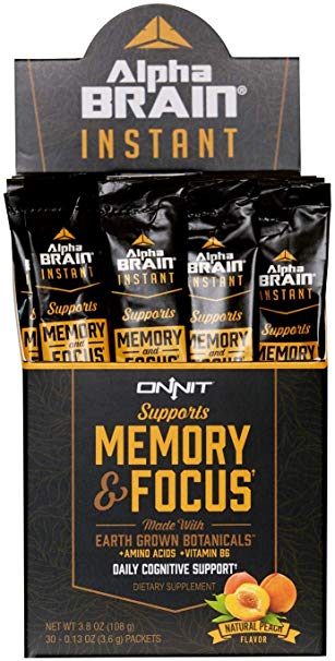 ONNIT Alpha Brain Instant (30ct Box) - Premium Nootropic Brain Booster Supplement - Boost Focus, Concentration & Memory - Alpha GPC, L Theanine, Bacopa Monnieri, Huperzine A, Vitamin B6