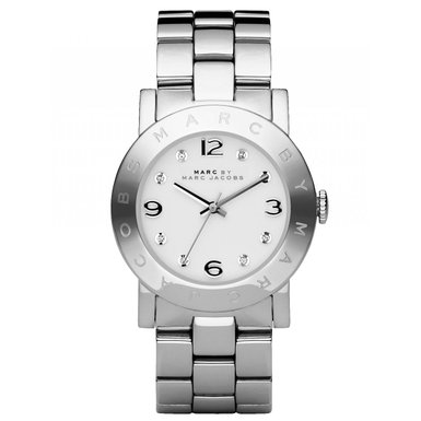 Marc Jacobs Women's Quartz Watch with Silver Dial Analogue Display and Silver Stainless Steel Bangle MBM3054