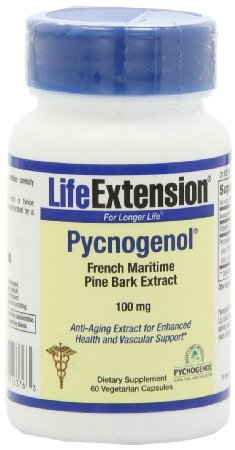 Life Extension Pycnogenol Feanch Maritime Pine Bark Extract 100 Mg Vegetarian Capsules, 60 Count