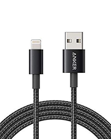 Anker 3.3ft Premium Double-Braided Nylon Lightning Cable, Apple MFi Certified for iPhone Chargers, iPhone X/8/8 Plus/7/7 Plus/6/6 Plus/5s, iPad Pro Air 2, and More(Black)