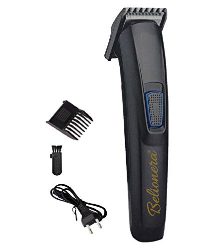 BELIONERA® Cordless Rechargeable Stainless Steel Blade Beard Trimmer, Quick Charging And 45 Min Runtime | Wash proof Detachable Head 9mm Adjustable Setting (AT-522_Black)