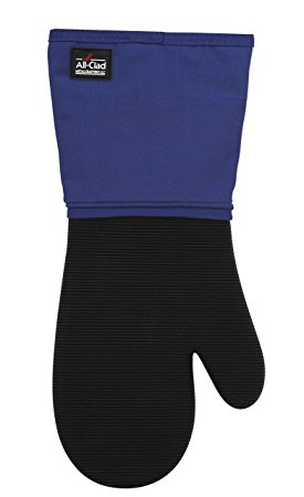 All-Clad Textiles Professional 600-Degree Stain Resistant Cotton Silicone Oven Mitt with No-Slip Grip, Cobalt Blue