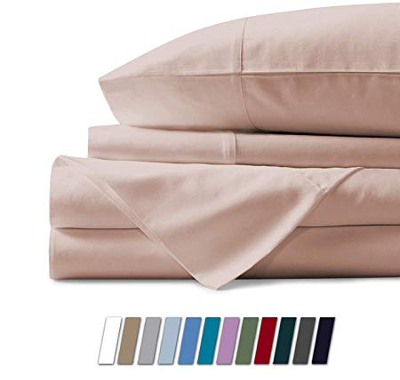 Mayfair Linen 100% Egyptian Cotton Sheets, Blush King Sheets Set, 600 Thread Count Long Staple Cotton, Sateen Weave for Soft and Silky Feel, Fits Mattress Upto 18'' DEEP Pocket