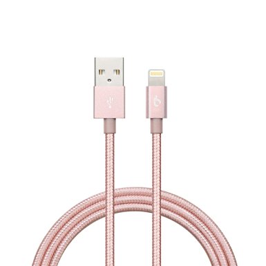Apple Certified BigBlue 3.3ft iphone Nylon Cable MFi Charger Lightning Cable for iPhone 7 7plus RoseGold 6 6S 6plus 5S 5C 5 Pad Pro Air 2 mini 4 Gen iPod Nano 10th Gen and More(1m,RoseGold)