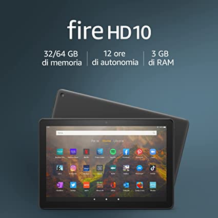 Tablet Fire HD 10 | 10,1" (25,6 cm), 1080p Full HD, 32 GB, nero - con pubblicità