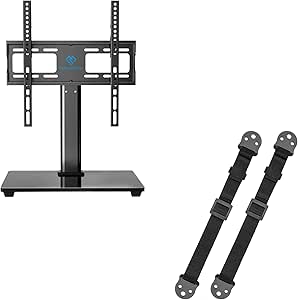 PERLESMITH Swivel Universal TV Stand & TV Anti-tip Straps PSTVS09&PSAS1