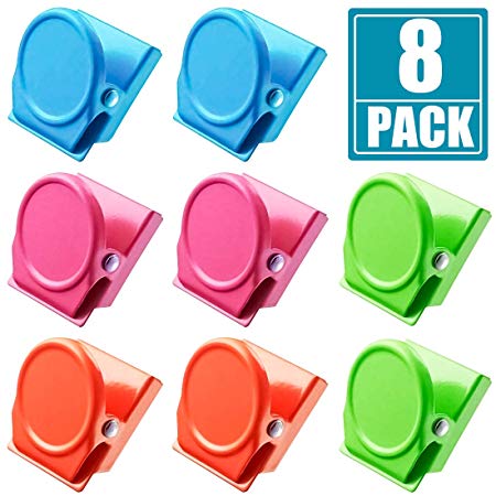 8Pack Magnetic Metal Clips Refrigerator Whiteboard Wall Fridge Magnetic Memo Note Clips Magnets Metal Clip