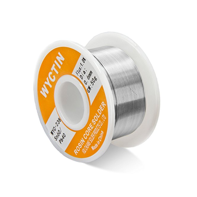 WYCTIN 60-40 Tin Lead Rosin Core Solder Wire for Electrical Solderding and DIY 0.0236 inches(0.6mm) 0.11lbs(50g)