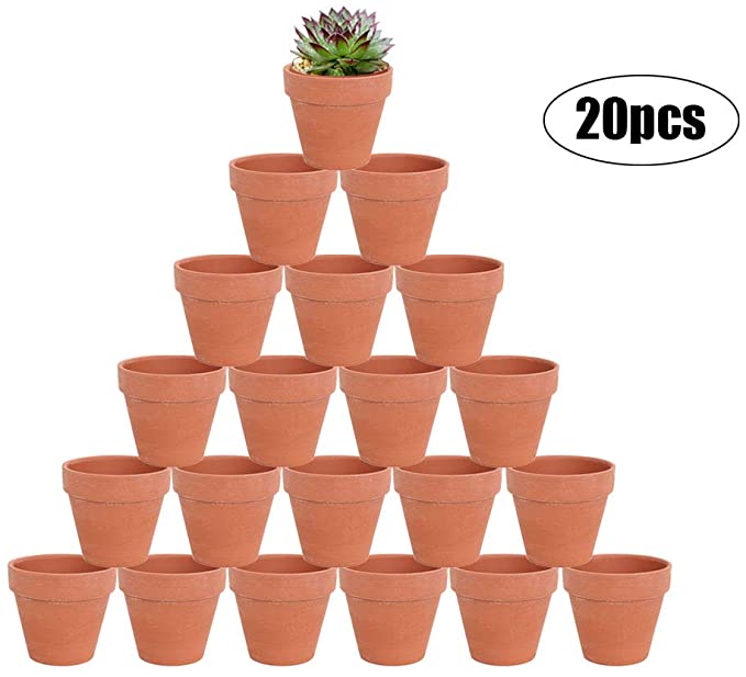 20pcs Small Mini Clay Pots - 2.95'' Terracotta Pot Clay Ceramic Pottery Planter, Cactus Flower Terra Cotta Pots, Succulent Nursery Pots, with Drainage Hole, for Indoor/Outdoor Plants, Crafts