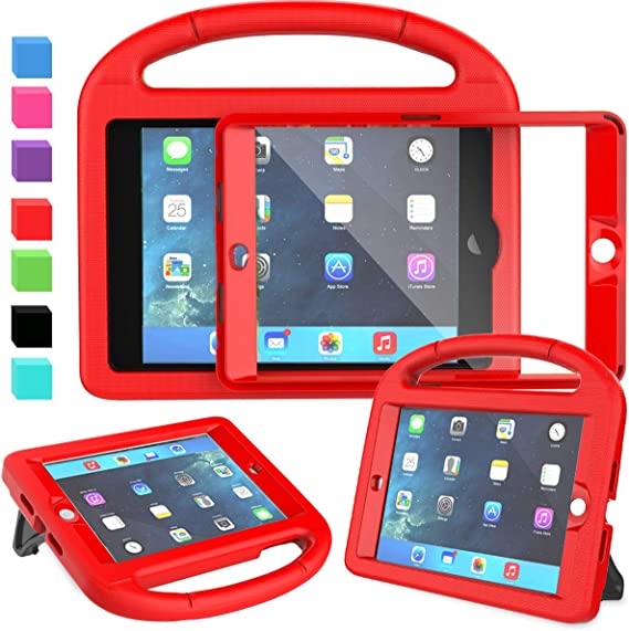AVAWO Kids Case for iPad Mini 1 2 3 - Built-in Screen Protector Light Weight Shock Proof Handle Stand Kids Cover for iPad Mini 1st Gen, iPad Mini 2nd Gen, iPad Mini 3rd Generation - Red