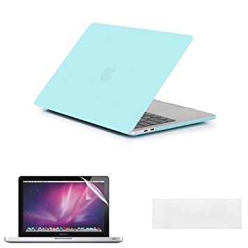 Matte Frost Hard Shell Cover   Keyboard Cover   Screen Protector for Macbook Pro 13" with Touch Bar (2016.10 Release A1706)- Cyan