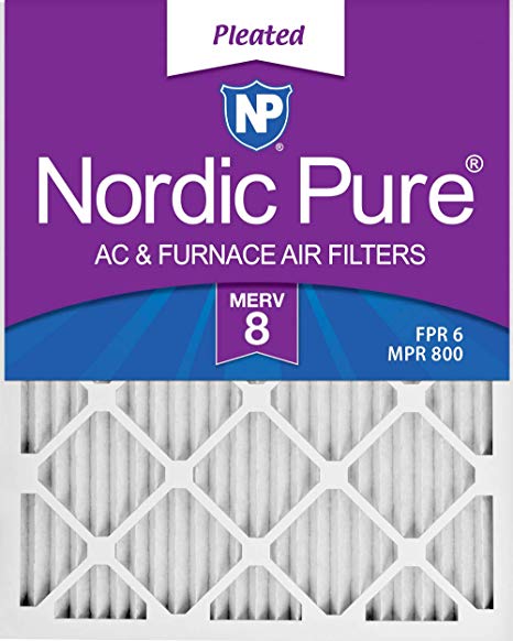 Nordic Pure 16x25x1 MERV 8 Pleated AC Furnace Air Filters 1 Pack
