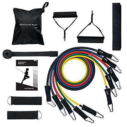 Mpow Resistance Bands with Updated Door Anchor & Band Guard, 13 Pieces Exercise Bands Set with 5 Workout Bands Up to 150 LBS, Fitness Tubes Set for Strengthening Muscle, Keeping Healthy at Home/Gym