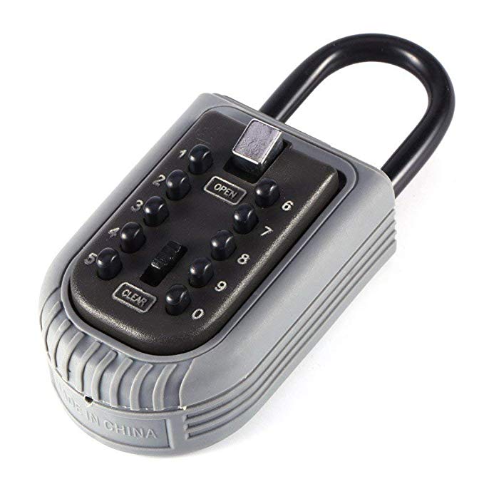 AMRIU Key Lock Box Storage Combination Realtor Key Safe Box Push Button Set Your Own Combination Padlock Security Key Lock Box for Home Garage School Spare House Keys,2-Key