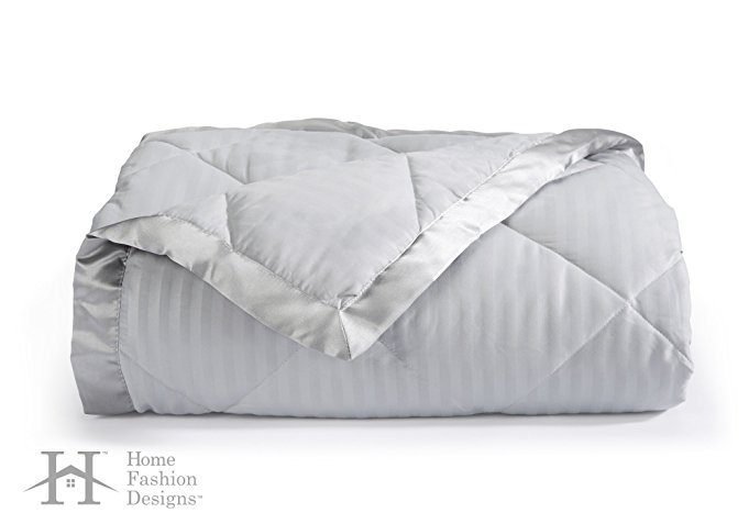 Romana Collection Luxury Goose Down Alternative Quilted Blanket By Home Fashion Designs Brand (King, High Rise Grey)