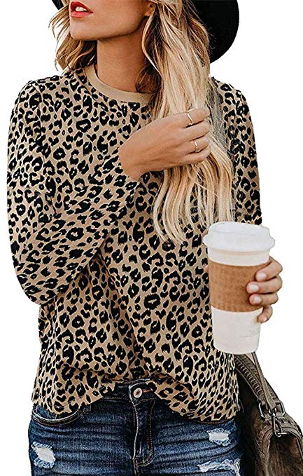 Flow.month Womens Casual Shirts Cute Animal Print Tunic Tops