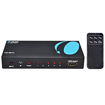 OREI HD-501 5x1 5-Port HDMI Powered Switcher for Full HD 1080P and 3D Support - Remote Control (5 inputs, 1 output)