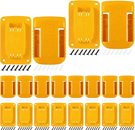 Donop Battery Base and Tool Holder for Dewalt 20V 12V Drill Tool Mount and 20V 60V Battery Holder/Hook/Base Holder (Yellow, 20 Packs)