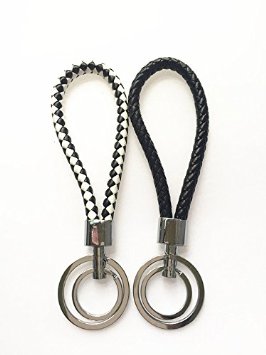 Sallylfashion Bv Style Braided Leather Keychains Handbags Charms Deluxe Key Holder Leather & Metal-stainless Steel 2 Packs(black)