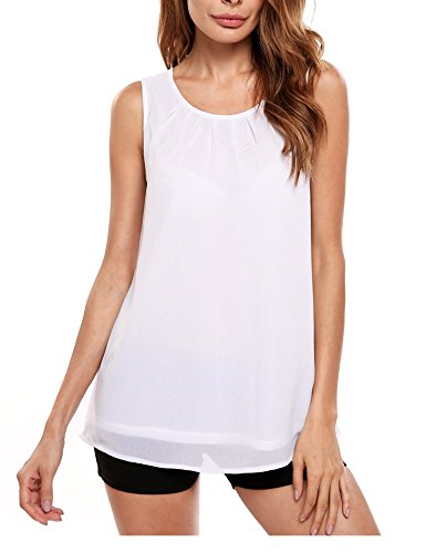 Beyove Women's Casual Summer Chiffon Keyhole Tank Top Sleeveless Blouse Shirt