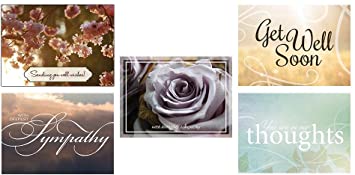Sympathy and Get Well Greeting Card Assortment - VP1604. Greeting Cards Featuring Two Get Well and Three Sympathy Cards. Box Set Has 25 Greeting Cards and 26 Bright White Envelopes.