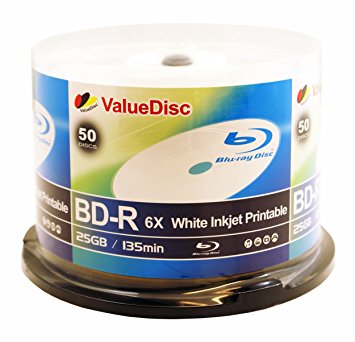 ValueDisc BD-R 6X 25GB WHITE INKJET PRINTABLE 50PK in Spindle