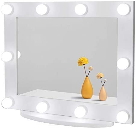 Waneway Hollywood Vanity Mirror with Lights, Large Lighted Makeup Mirror for Dressing Room & Bedroom, Light-up Dressing Table Cosmetic Mirror, Multiple Color Modes, Tabletop or Wall Mount, White