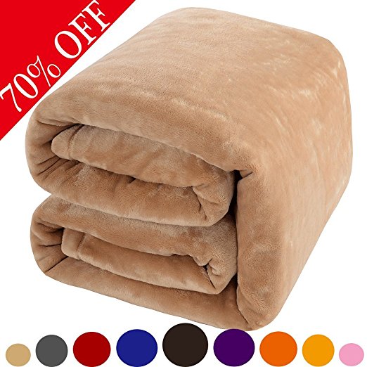 Shilucheng Fleece Soft Warm Fuzzy Plush Lightweight Twin (90-Inch-by-65-Inch) Couch Bed Blanket, Cream