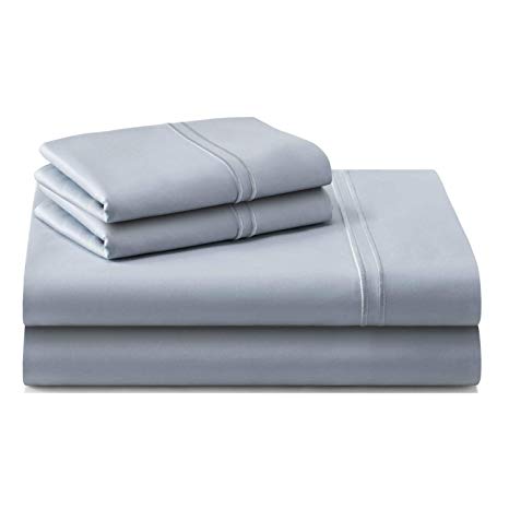 MALOUF Woven Supima Premium Cotton Sheets - 100 Percent American Grown - Extra Long Staple - Sateen Weave - Extra Deep Pockets - Single Ply - 600 Thread Count - King - Smoke