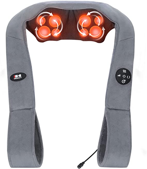 Shiatsu Neck and Back Massager with Heating, Doact Electric Shoulder Massagers Deep Tissue 3D Kneading Massage Pillow for Shoulder, Leg, Full Body Muscle Pain Relief, Car, Office and Home Use