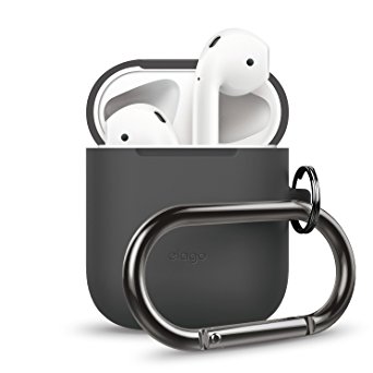 elago AirPods Hang Case [Dark Grey] - [Extra Protection][Perfect Fit][Hassle Free][Added Carabiner] - for AirPods Case