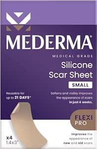 Mederma Scar Cream Plus SPF 30 Sunscreen, 0.7oz and Silicone Scar Sheets, Improves Old and New Scars, 4 Count