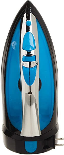 Sunbeam Steam Master 1400 Watt Mid-size Anti-Drip Non-Stick Soleplate Iron with Variable Steam control and 8' Retractable Cord, Black/Blue, GCSBCL-202-000