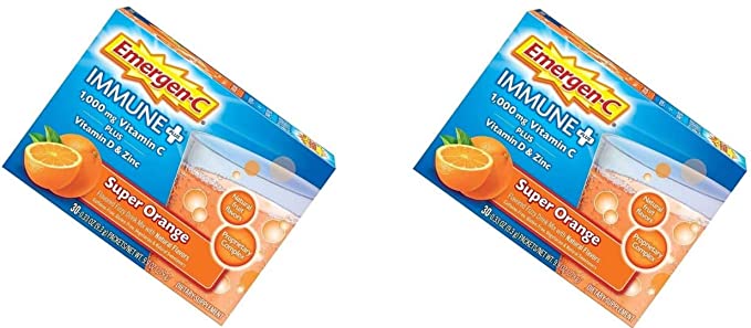Vitamin C Powder, with Vitamin D, Zinc, Antioxidants for Immunity, Immune Dietary Supplement, Super Orange Flavor,2 Box (30 Count)