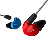 Earphones GranVela X6 Pro In-Ear Headphones Sound Isolating Stage MonitorSportampGYMMemory WireIn-Line MicrophoneDetachable Cables for iPhoneiPad and Android Phones and Tablets Blue and Red
